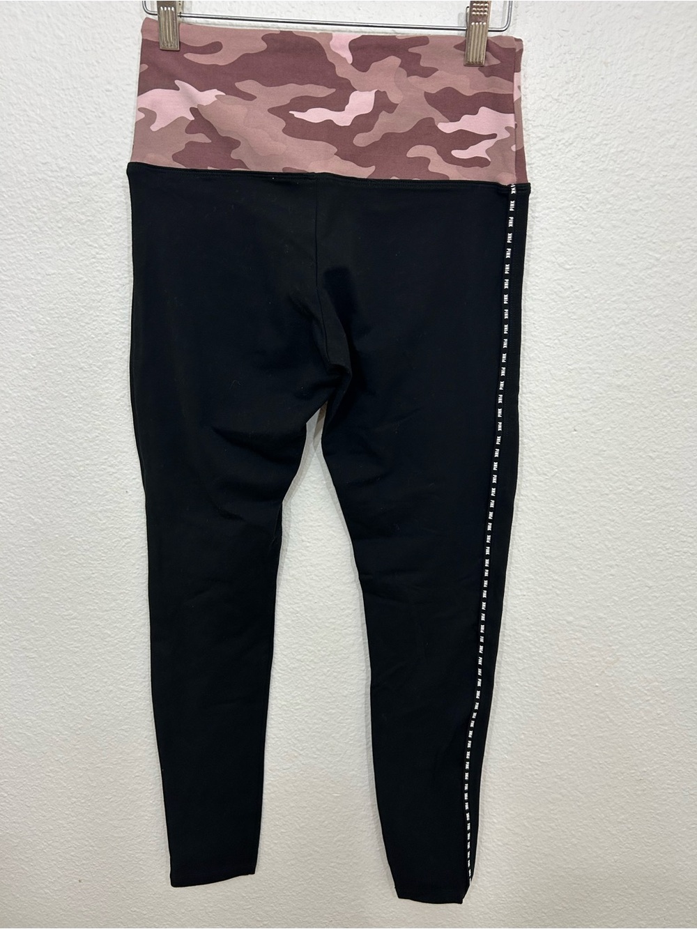 Black Logo Sided Camo Waistband Victorias Secret PINK Yoga Legging Sz Small - Picture 2 of 4